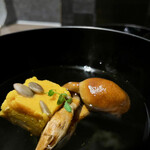 麦酒庵 - かぼちゃ豆腐となめこ汁