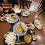 食事処 ときわ - 花雪アジフライ➕ミニ刺身付き定食！　最強！！