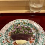 銀座 きた川 - 鰹たたき　茗荷　シブレット　自家製マヨネーズ