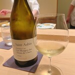 鮨 めい乃 - ブルゴーニュのサントーバンのシャルドネです。ナカズミフライに合わせました。さすがの一級畑。果実味とミネラル感が爆発しました