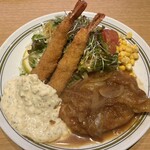 タカセ - スペシャルランチ　ポークジンジャー&エビフライ