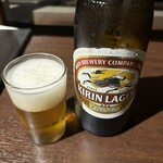 うしのほね 本店 - 今日の京都は暑かったので、まずは中瓶！