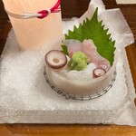 九兵衛旅館 - 荘内浜お造り：真ハタ、生生蛸