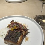 Lega - 鮃のソテー　奈良県産キノコと早生みかん添え　豆乳泡ソース