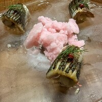 十皿 - 秋刀魚の肝炙り　氷大根