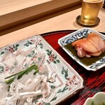 末冨 - 河豚刺し、赤貝(絶品)