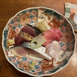 日本料理 丸しま - お造り（カツオ、中トロ、サバ、ヒラメ）