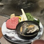八重洲 steak & seafood 鉄板焼き 一心 - 調理前のメイン