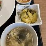 CHINESE DINING 瑞 - スープ・ヤリイカと高菜の和え物・黒糖豆乳プリン