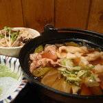 上州麺処 平野家 - 冬期限定！『上州地粉すいとんセット』　1日30食限定！　山菜混ぜごはん・刺身こんにゃく付