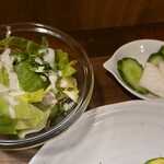 キッチン ブルー グローブ - サラダ、お新香のアップ