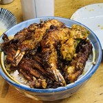 天ぷら 中山 - エビ2本、野菜、天丼