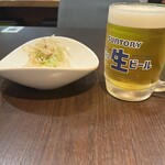 炭焼鉄板焼KUMA - 生ビールと冷奴