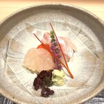 新ばし 星野 - （お造り）鯛と伊勢エビ