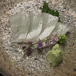 すぎ乃 - 天然ヒラメ刺身　¥880