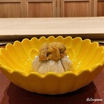 御料理 寺沢 - 落花生豆富に生海胆