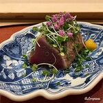 御料理 寺沢 - 鰹の備長炭と藁焼きの造り