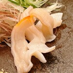 木挽町 とも樹 - 愛知の本ミル貝。叩くと生体反応で勃ち上がりました。白ミルとは全く異なる食感