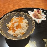 他力野割烹 - 六皿目。栗とはなびら茸、ごぼうとれんこんの炊き込みご飯。栗の甘さ、茸の旨み、牛蒡と蓮根の食感、そして何より美味しいお米。炊き立てご飯なので、時間が経つといくらが半生になってさらに美味しくなりました。