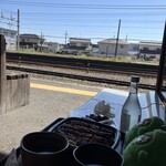 やまよし - 鰻重と日本酒、鰻の肝焼きと温かいお茶