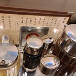 とんかつ 旭軒 - 調味料各種。洋食メニュー色々
