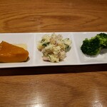 魚とし - （※写真3）前菜（かぼちゃ・ポテトサラダ・ブロッコリー）