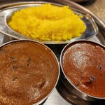 エローラ - 今回はライスで。バターチキン・ひよこ豆カレーを