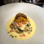 和フレンチバル村塾 屋根裏 別邸 - 舌平目のポワレ 雲丹 ポルチーニリゾット／香り高くてふんわり甘くて…美味♡