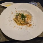 TEATRO IUKI - ・ヒラメのタリオリーニ、 カラスミ、 オクラ、青ネギ乗せ 
                                →カラスミ好きなので嬉しかったです。ヒラメもふわっとして食べやすく美味しかったです。