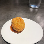 イナカーザ - 茶豆、クエの端材を使った独特の歯応え。マンテカート、甲殻類の出汁、パプリカのソース、ホワイトバルサミコ