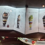 カフェ ベラヴィスタ - 季節ごとのパフェメニューが飾られていました。