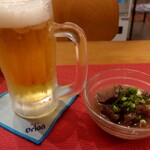 沖縄料理ズミ - オリオン生と本鮪の吉野煮