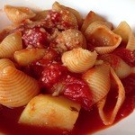 季逢庵 - 201405　季逢庵　★ランチセット（900円）★ベーコンと新じゃがいものトマトソース・ショートパスタ