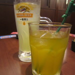 山内農場 - 左・鹿児島レモンサワー、右・ノンアルたんかんスカッシュ