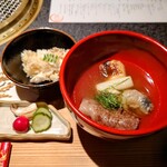 日本焼肉はせ川 別亭 - 神戸牛リブロースと鼈鍋仕立て、紅瞳と新米の土鍋御飯、自家製漬け物