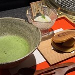 日本焼肉はせ川 別亭 - 自家製丹波栗どら焼き、プレミアムアイス、宮ザキ園の極上抹茶