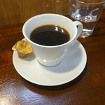 キッチン ブルー グローブ - ホットコーヒーのアップ