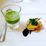 緑豆のジュレ、烏賊とクスクス