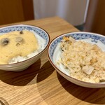 輪久 - むかごとろろご飯
      秋鮭と長芋の炊き込みご飯
      どちらも何杯でも食べたくなる美味しさ♪
      むかごが入ると面白いですね！長芋の炊き込みご飯ってのもシャキシャキしてうまい(*´༥`*)ｳﾏ~