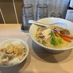 らぁ麺 なとり - 鶏ベジらぁ麺とミニチャーシュー丼('24/10/20)