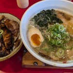 らあ麺と餃子のお店 たか和 - おすすめ拉麺（あっさり）+ミニチャーシュー丼の、
おすすめセット1200円