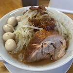 Menya Hana no Na - 小碗拉面+鹌鹑蛋配料，面条和蔬菜普通份，油脂