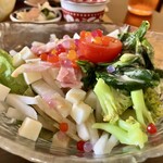 プラスロシェ - ベーコン・ほうれん草・じゃが芋のゴマサラダ