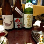 寿司肴地酒 天晴 - 高知の酔鯨、和歌山の紀土、石川の加賀蔦