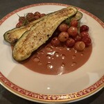 Oil  - 茄子グリル焼き、葡萄、合わせ味噌+赤ワイン+生クリーム