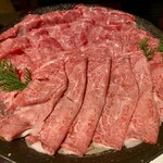 食房 四季 - 石見和牛をきのこ鍋でしゃぶしゃぶ、素晴らしい出汁になります