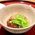 礒田 - 佐島の蛸、ひろうす、絹さやの炊き合わせ　旨さ沁み出ますね