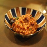 中野レンガ坂 洋食堂 葡萄 - 溺れダコと茄子のトマトリゾットをチョイス(取り分け皿も素敵です☺︎)