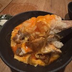 鶏一途 - 親子丼　混ぜ後