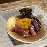フレンチ割烹 メゾンキズク - 馬肉ユッケ　ウニのせ